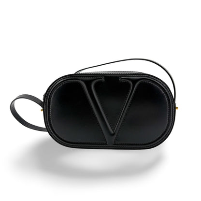 Valentino Garavani VLogo Walk Leather, Black, Leather, Crossbody Bag