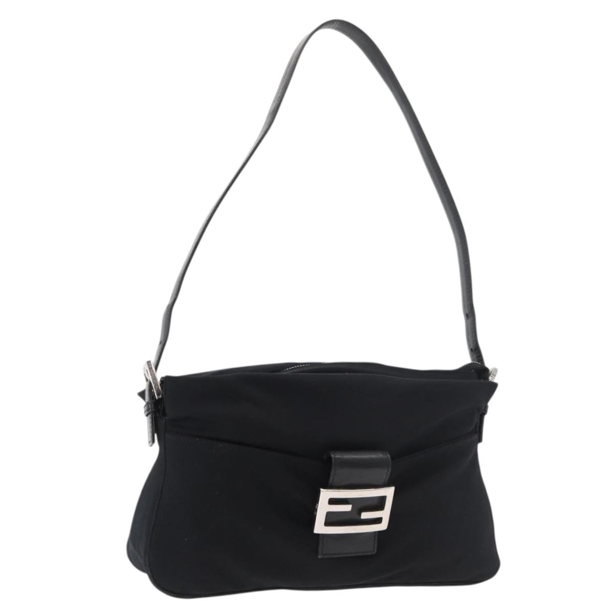 Fendi Baguette Canvas, Black, Nylon, Handbag