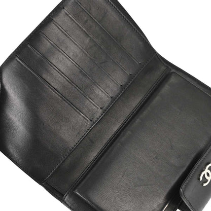 Chanel Lucky Symbols French Embossed Quilted Leather, Black, Leather, Wallet