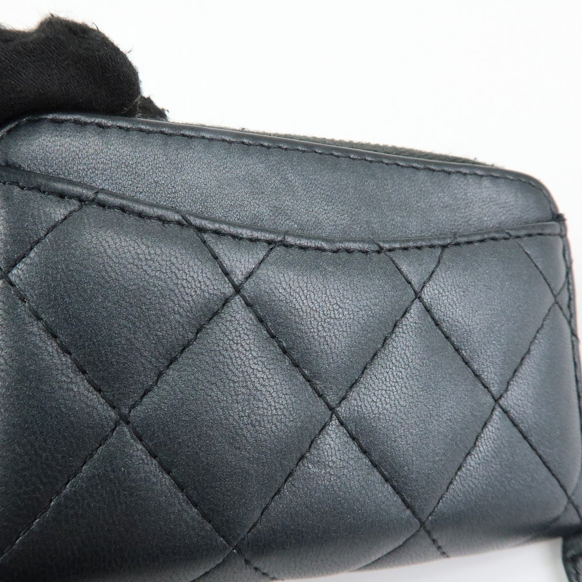 Chanel So Black CC Zip Coin Purse Quilted Lambskin, Black, Leather, Wallet