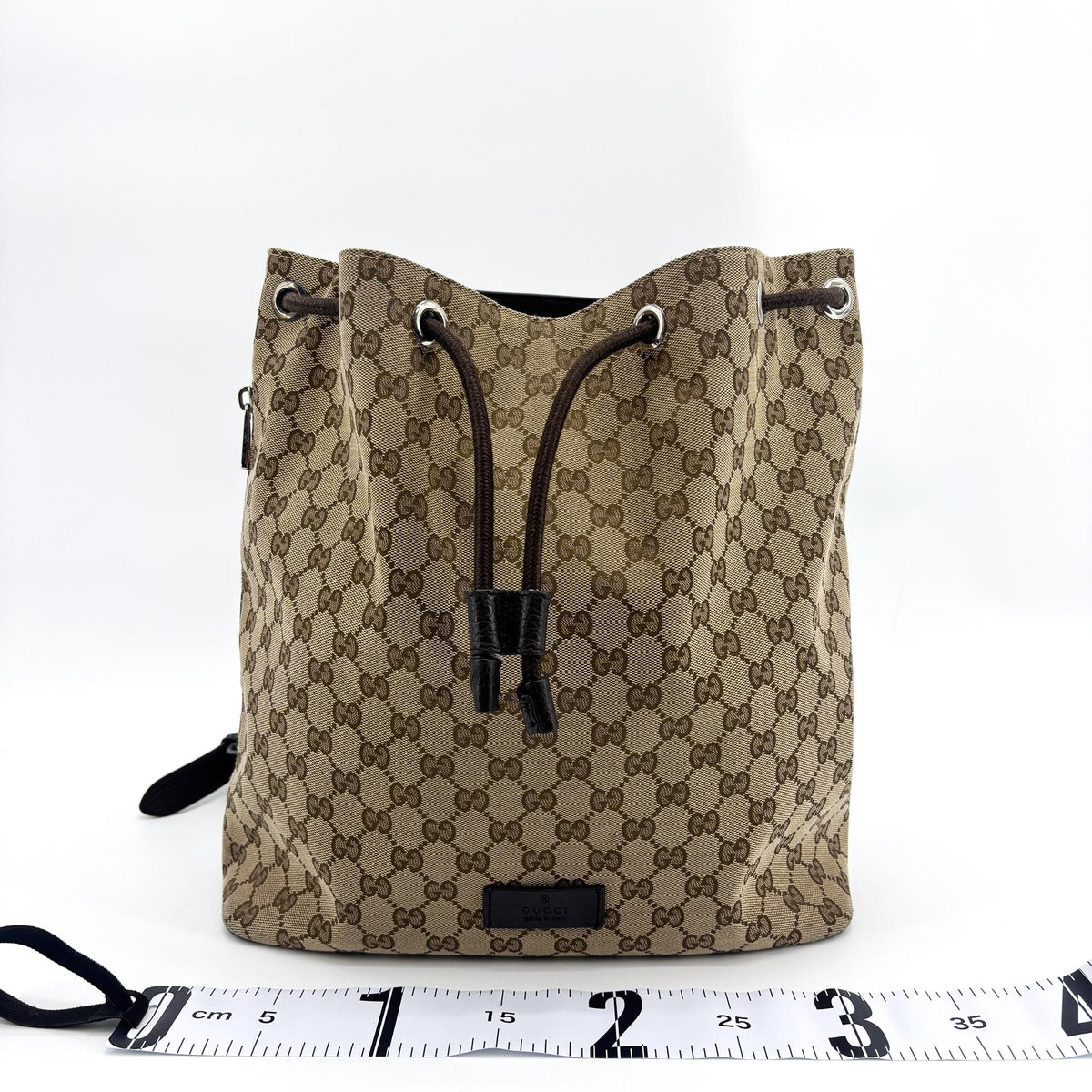 Gucci Drawstring GG Canvas, Black, Canvas, Backpack