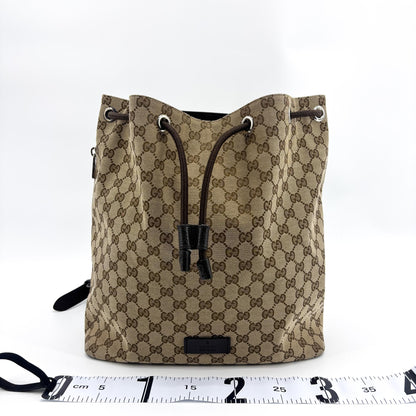 Gucci Drawstring GG Canvas, Black, Canvas, Backpack