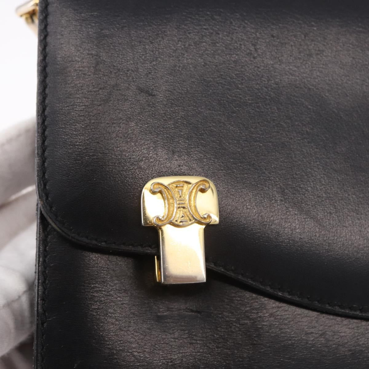 Celine Shoulder Leather, Black, Leather, Shoulder Bag