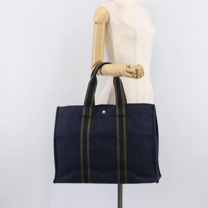 Hermes Fourre Tout Toile, Navy, Canvas, Tote Bag