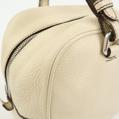 Prada Embossed Logo Bauletto Vitello Daino, Beige, Leather, Handbag
