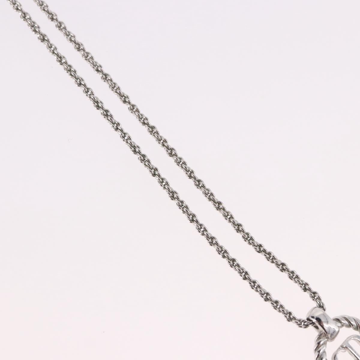 Christian Dior VIntage Circle Pendant Metal, Silver, Metal, Necklace
