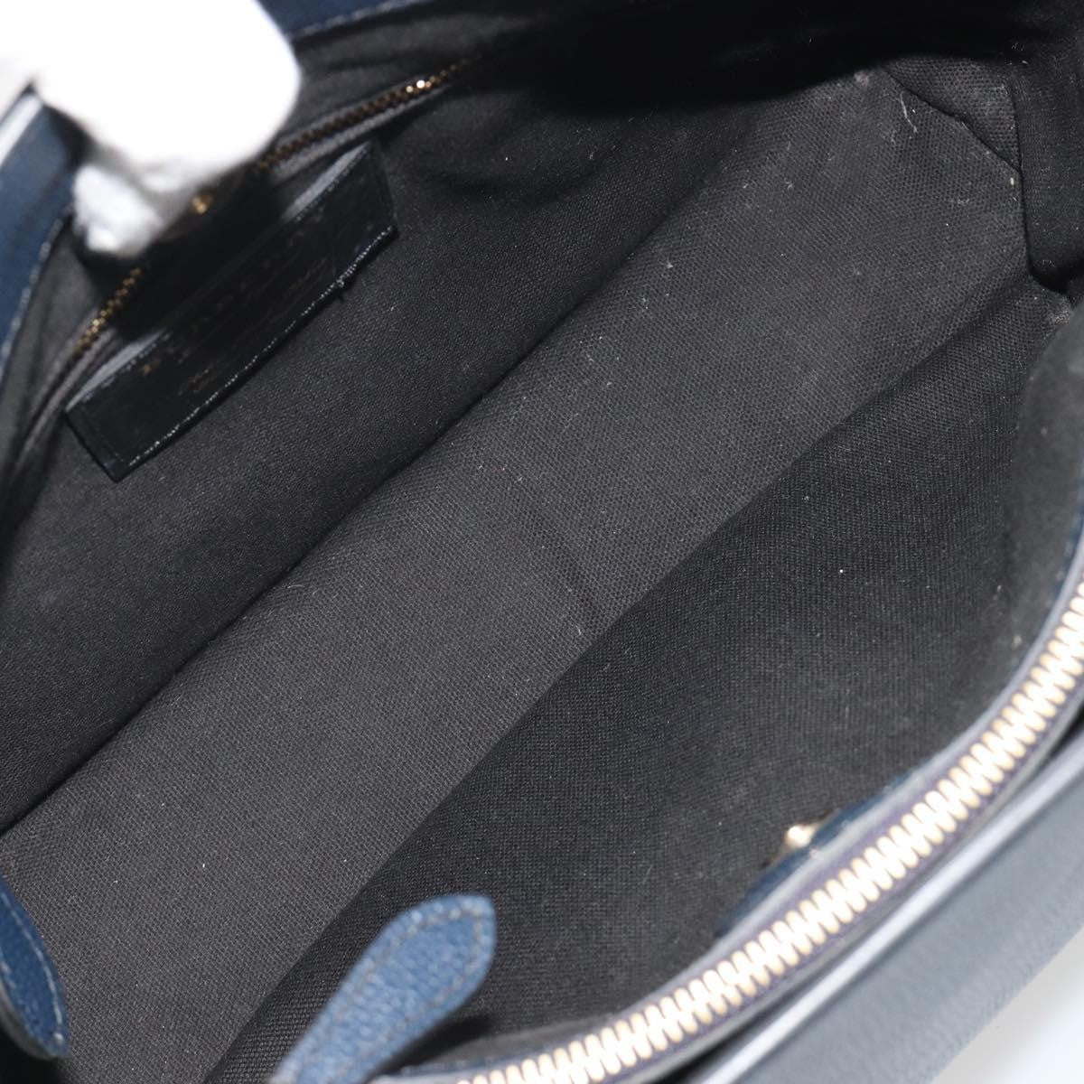 Burberry Banner Leather and House Check Canvas, Navy, Leather, Tote Bag