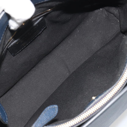 Burberry Banner Leather and House Check Canvas, Navy, Leather, Tote Bag
