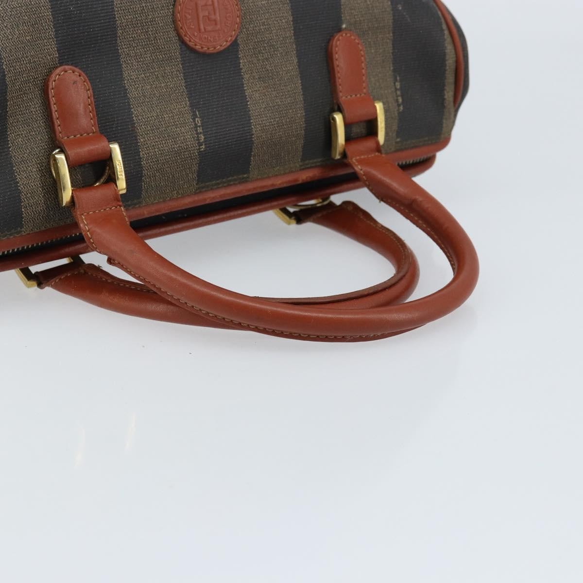 Fendi Vintage Pequin Convertible Boston Coated Canvas, Brown, Canvas, Handbag