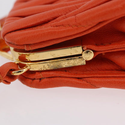 Miu Miu Sword wallet Charm Leather Matelasse, Orange, Leather, Crossbody Bag