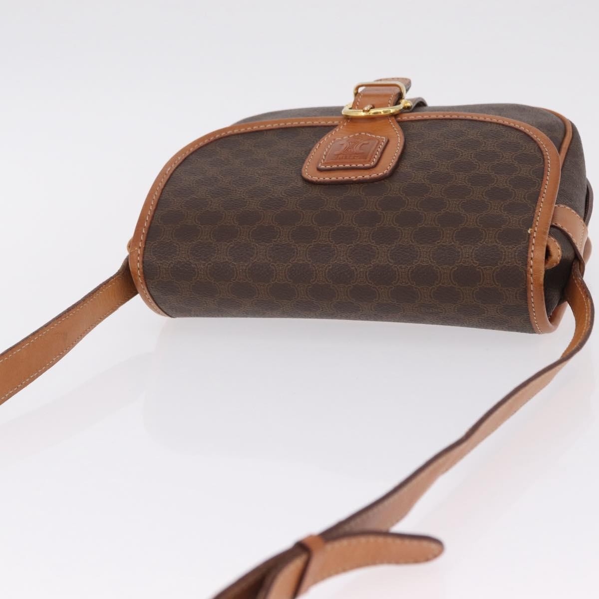 Celine Macadam Shoulder PVC Leather, Brown, Canvas, Crossbody Bag