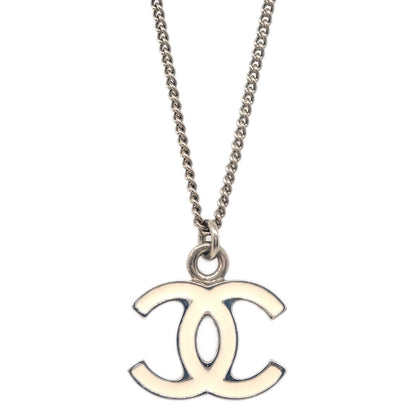 Chanel CC Logo Pendant Metal, Silver, Silver Plated, Necklace