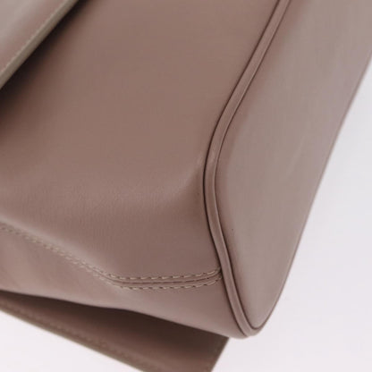 Bvlgari Signature Top Handle Leather, Beige, Leather, Handbag