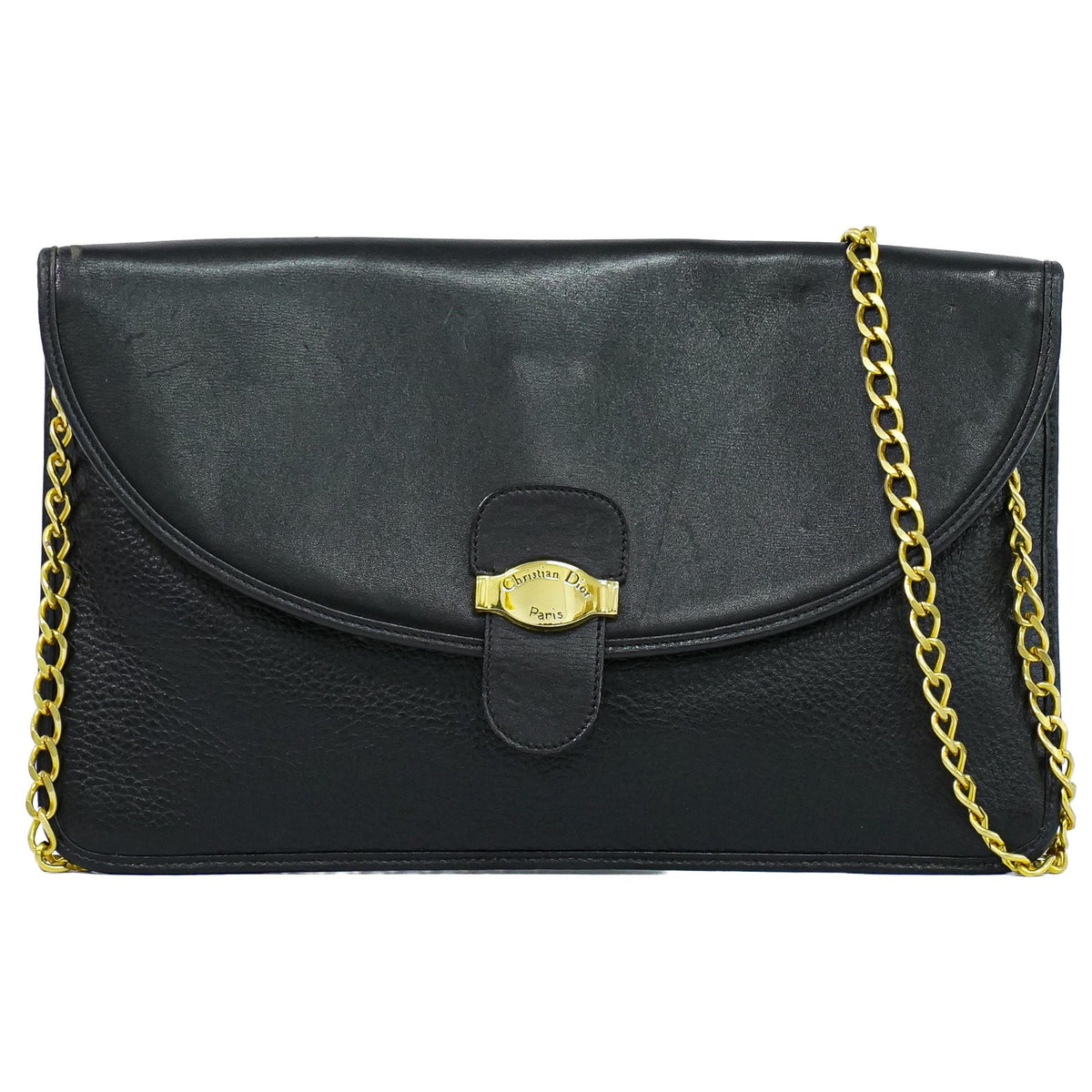 Christian Dior Shoulder Leather, Black, Leather, Shoulder Bag