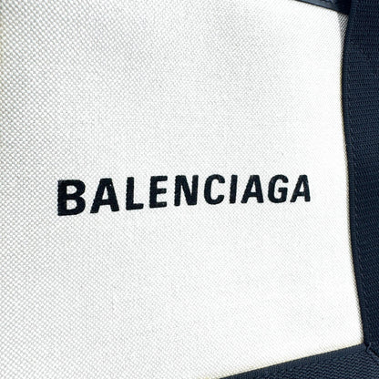 Balenciaga Navy Cabas Canvas with Leather, Black, Canvas, Tote Bag