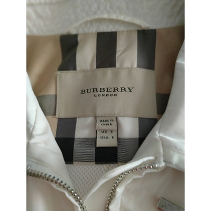 Burberry Raincoat 6 US White Full Zip Hidden Hood