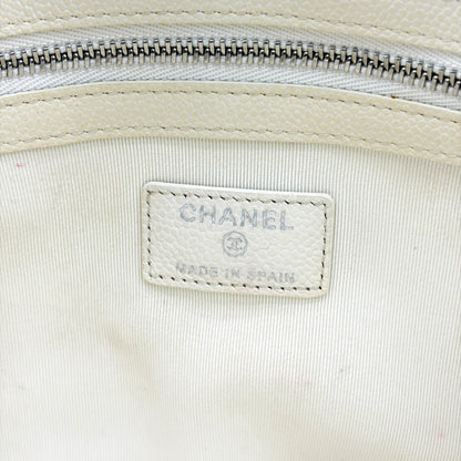 Chanel Classic O Case Quilted Caviar, White, Leather, Clutch