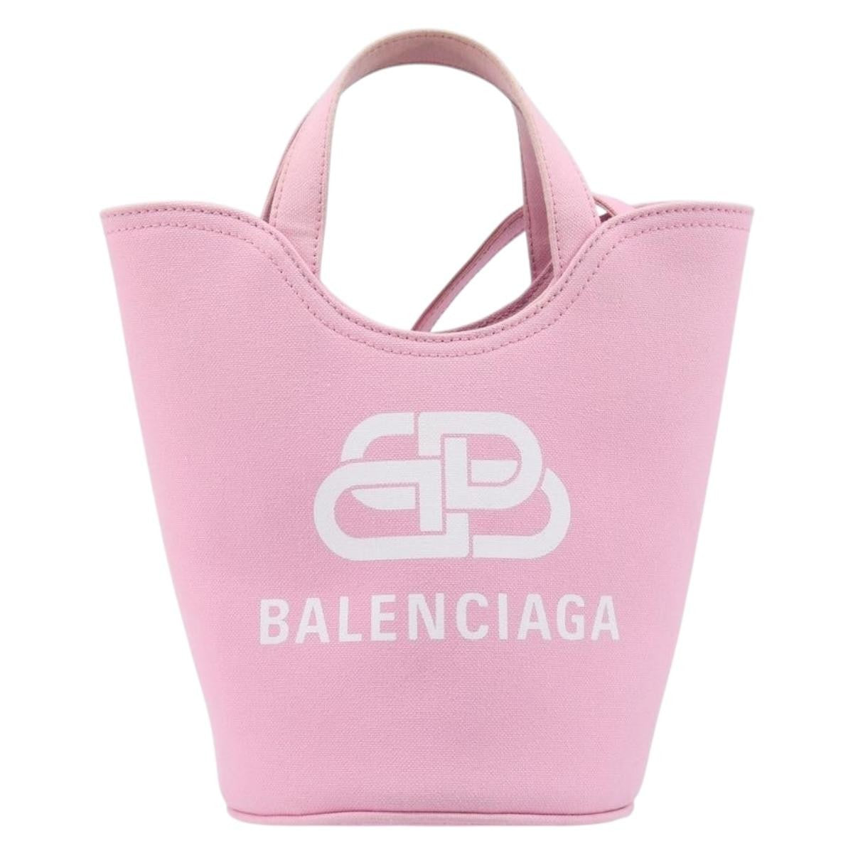 Balenciaga Wave Bucket Printed Canvas, Pink, Canvas, Tote Bag