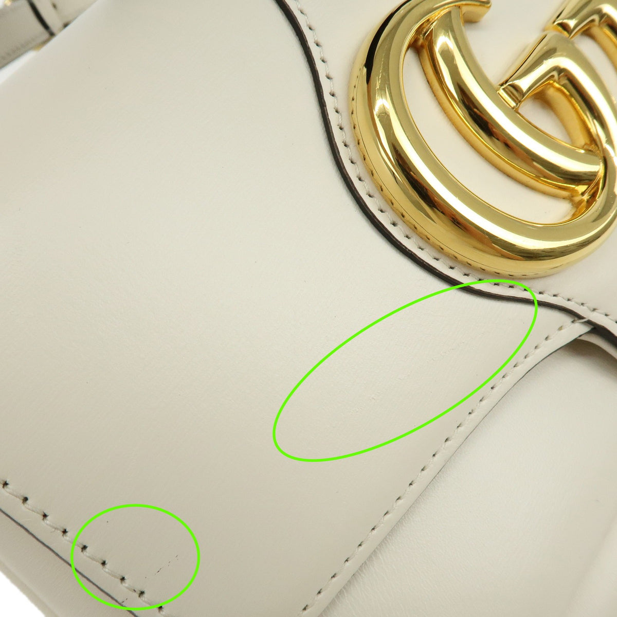 Gucci Arli Leather, White, Leather, Shoulder Bag