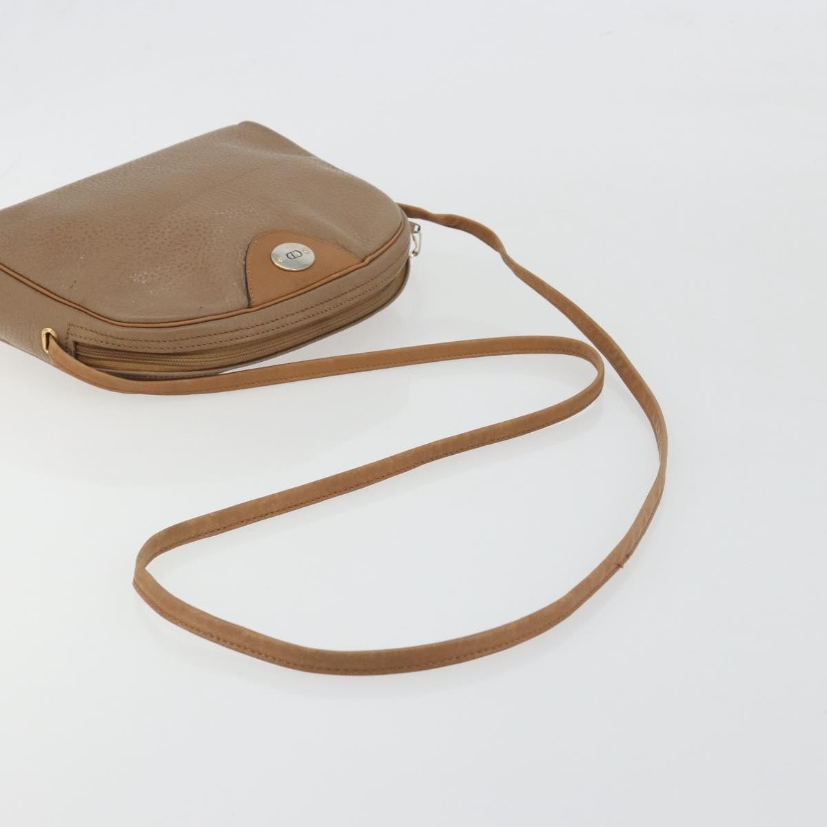 Christian Dior Vintage CD Logo Leather, Beige, Leather, Shoulder Bag