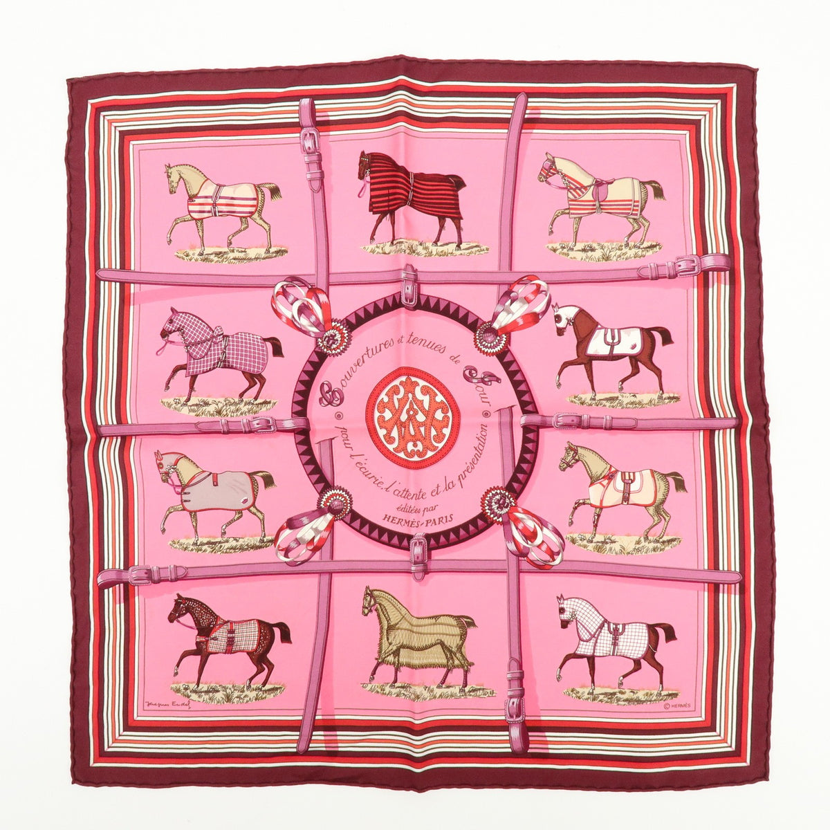 Hermes Carré 42 Silk, Pink, Silk, Scarf