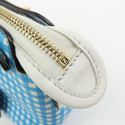 Fendi By The Way Satchel Printed Leather, Blue, Leather, Handbag