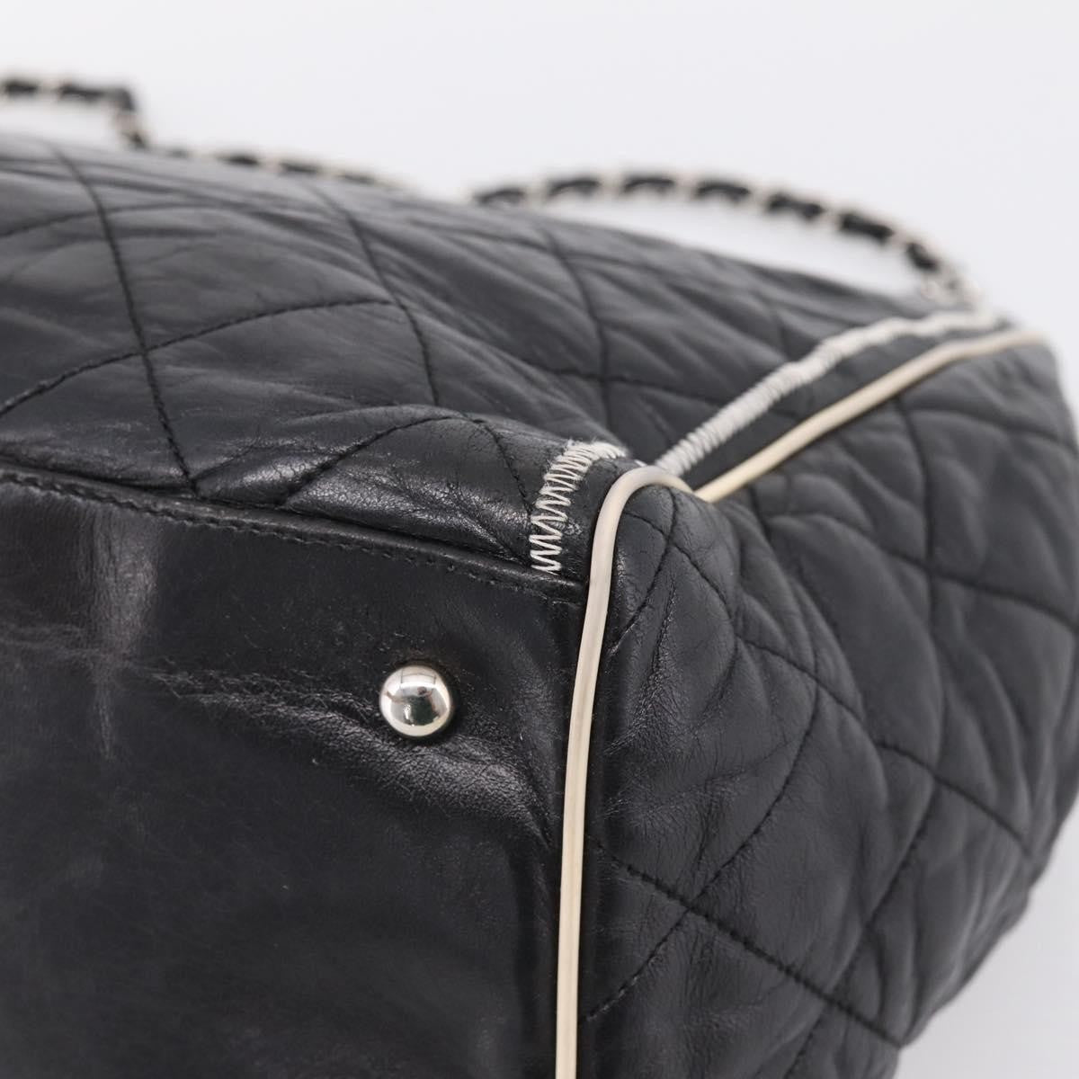 Chanel North South Mademoiselle Lock Quilted Leather, Black, Leather, Tote Bag