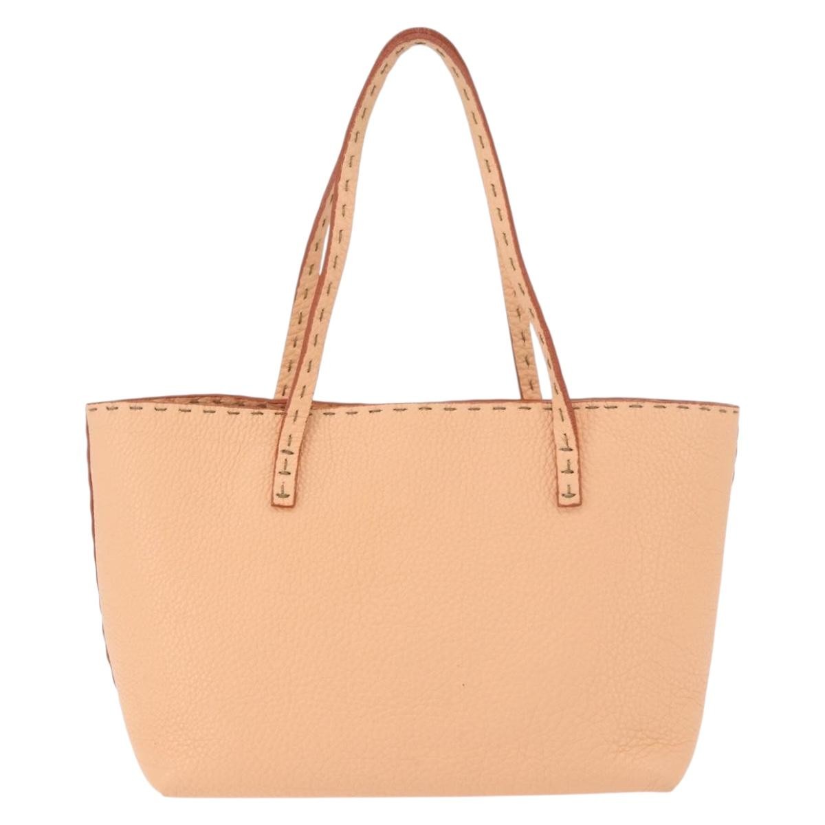 Fendi Selleria Carla Leather, Orange, Leather, Tote Bag