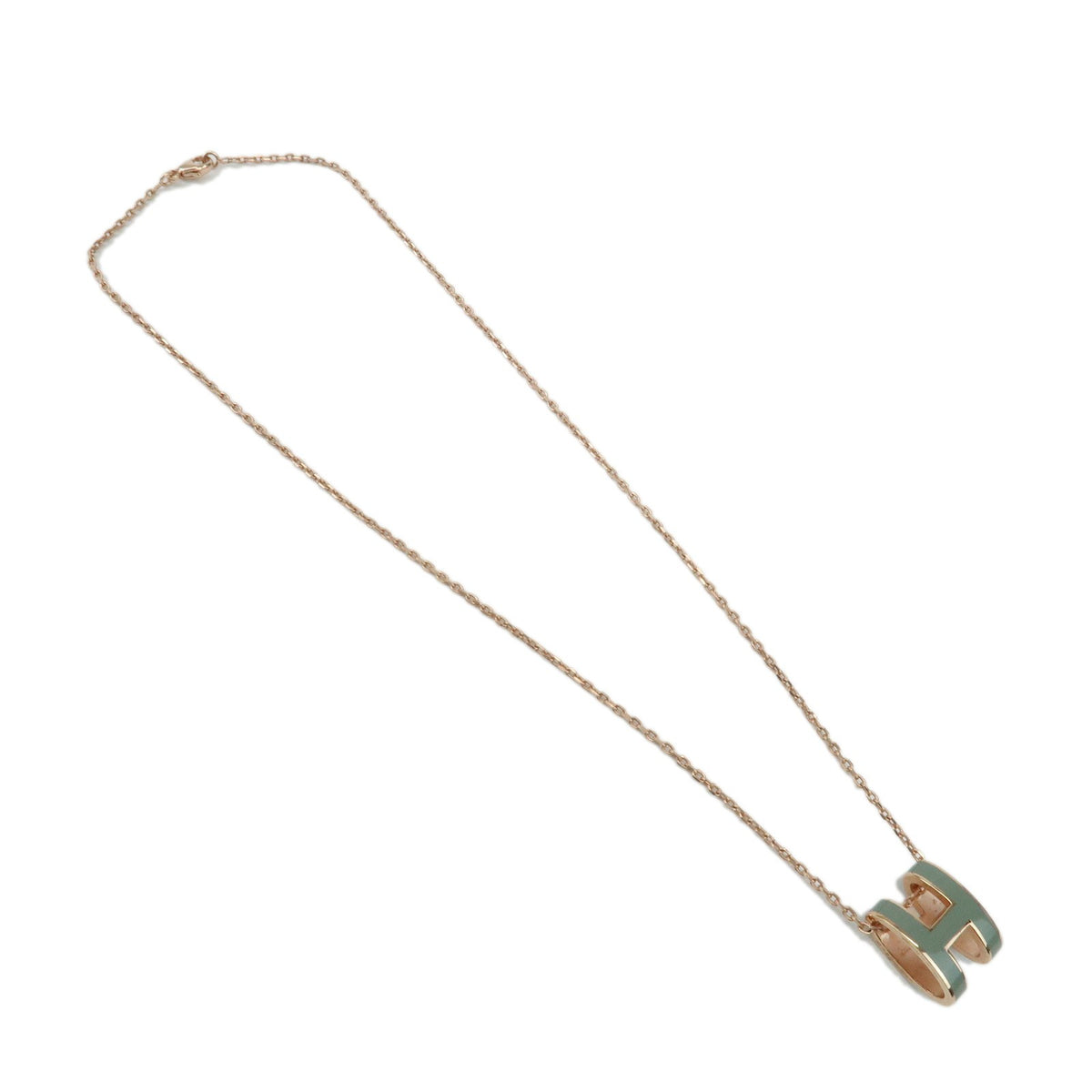 Hermes Pop H Pendant Chain Metal and Enamel, Pink, Rose Gold, Necklace