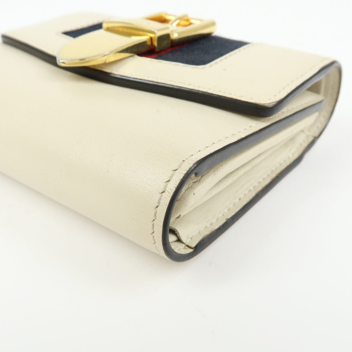 Gucci Sylvie Compact Leather, Beige, Leather, Wallet