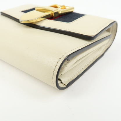 Gucci Sylvie Compact Leather, Beige, Leather, Wallet