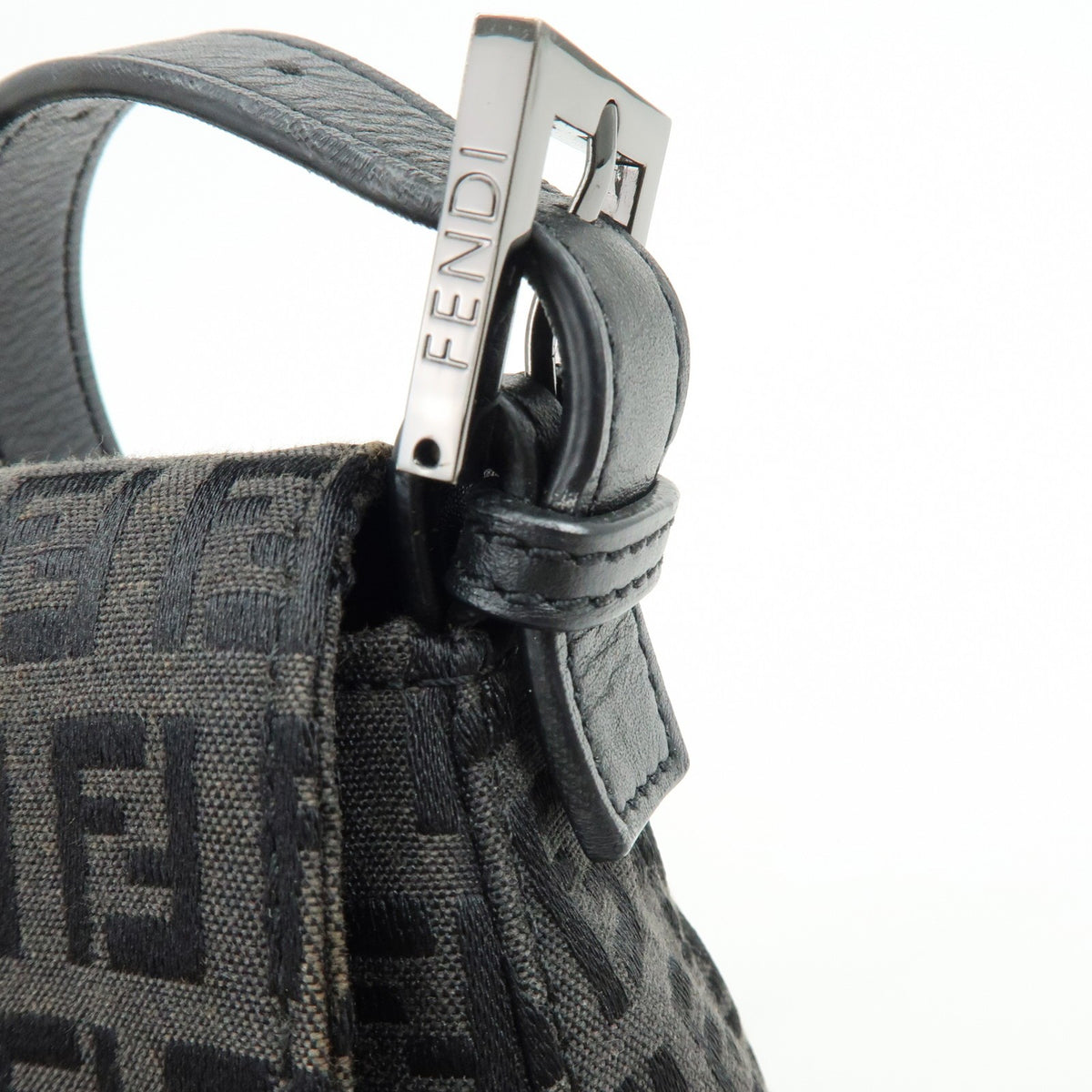 Fendi Zucchino Canvas Mamma Baguette Canvas, Black, Canvas, Shoulder Bag