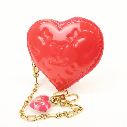 Louis Vuitton Heart Coin Purse Monogram Vernis, Pink, Patent Leather, Clutch