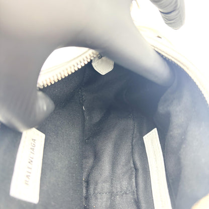Balenciaga Le Cagole Giant Spikes Leather, White, Leather, Shoulder Bag