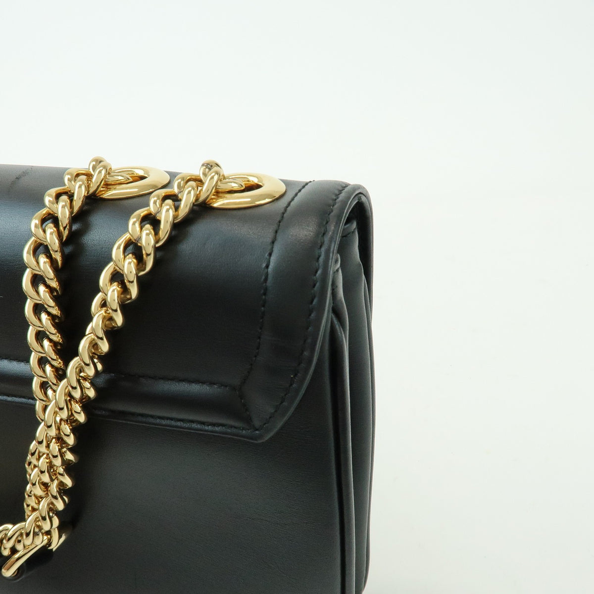 Gucci Rajah Chain Leather, Black, Leather, Tote Bag