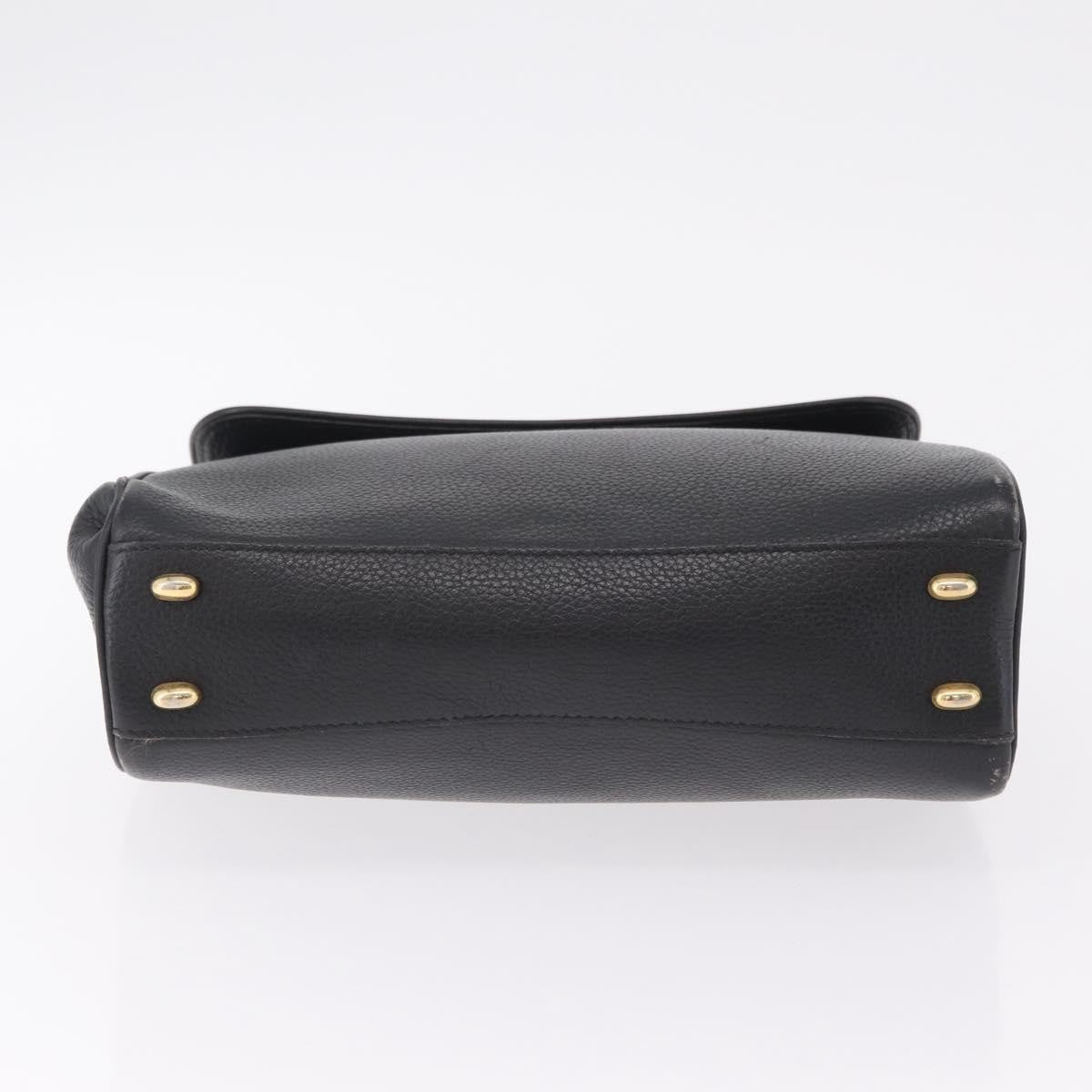 Celine Top Handle Leather, Black, Leather, Handbag