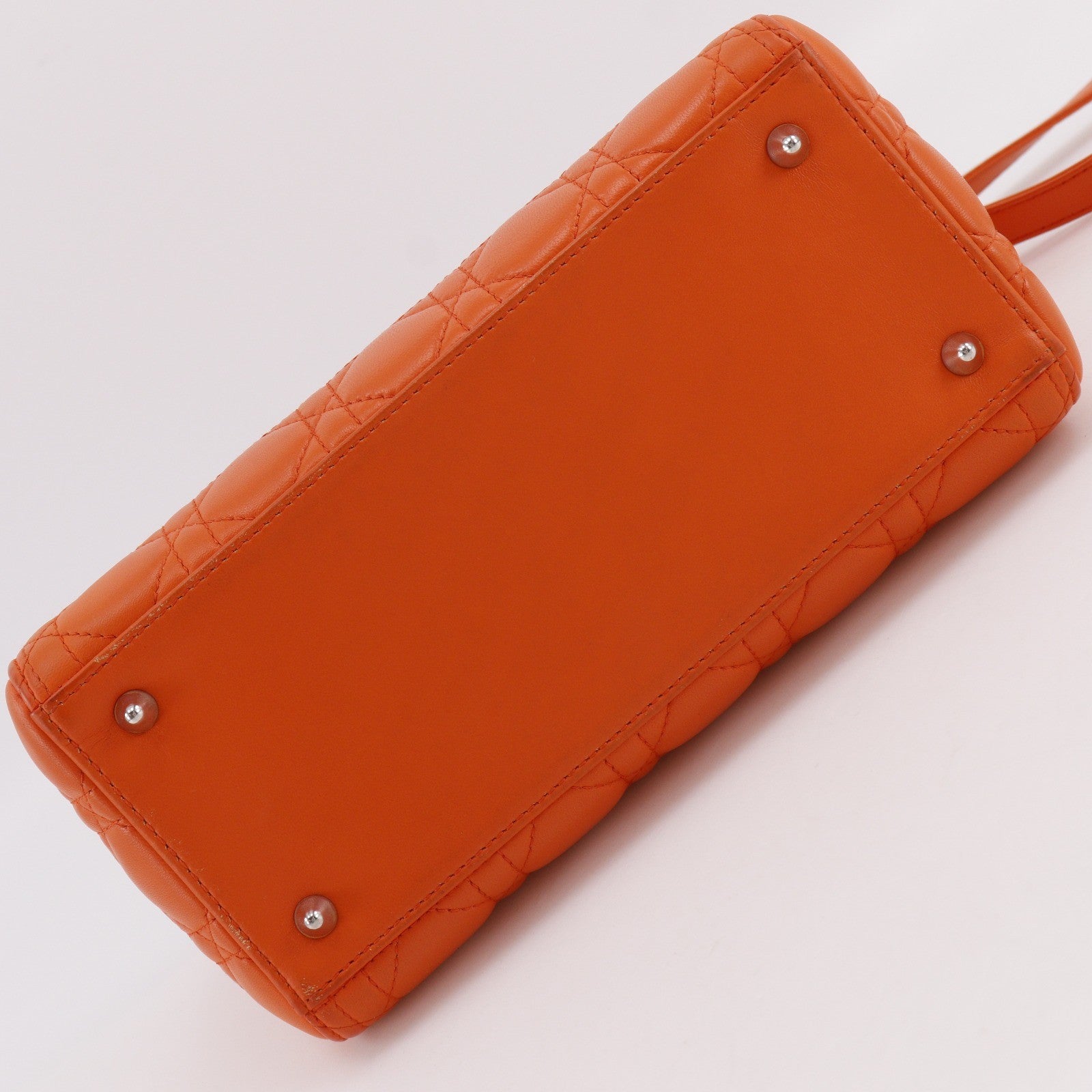 Christian Dior Lady Dior Cannage, Orange, Leather, Handbag