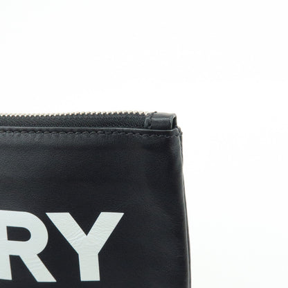 Burberry Logo Zip Printed Leather, Black, Leather, Clutch