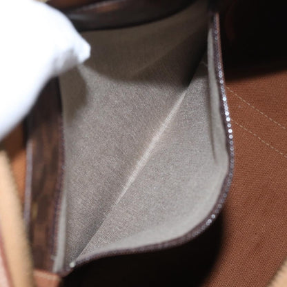 Celine Vintage Duffle Macadam Coated Canvas, Brown, PVC, Handbag