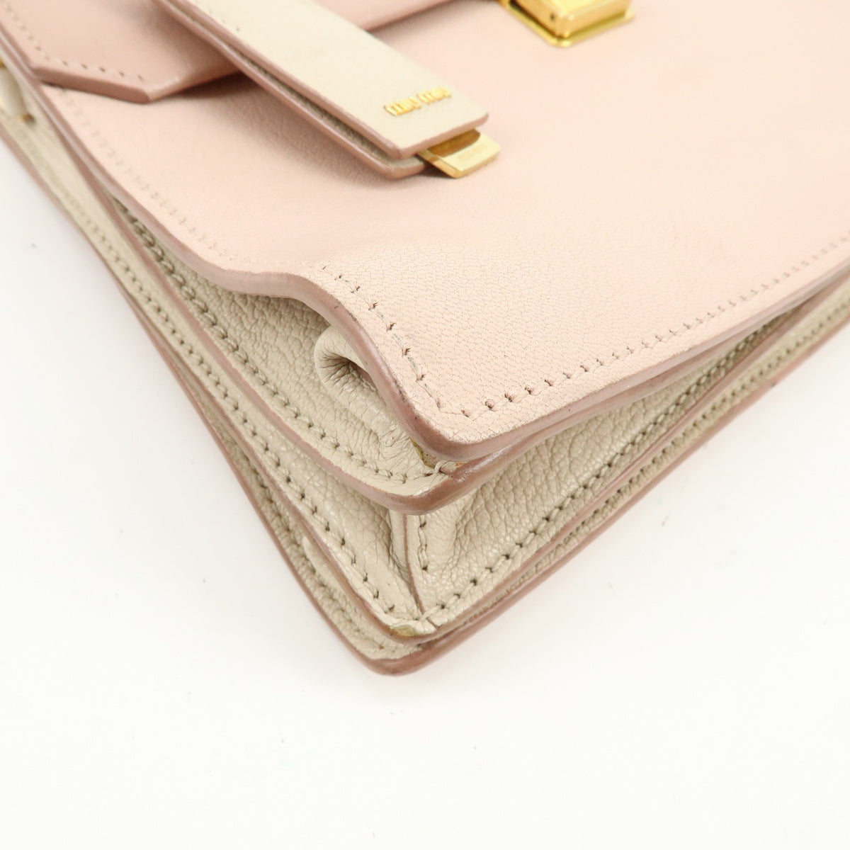 Miu Miu Madras Convertible Compartment Top Handle Leather, Pink, Leather, Handbag