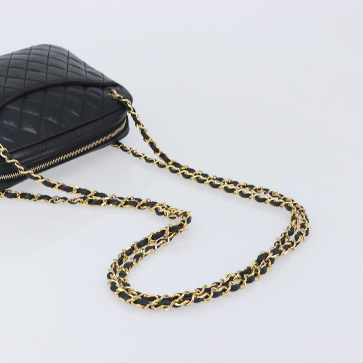 Chanel Vintage Front Pocket Camera Chevron Lambskin, Black, Leather, Handbag
