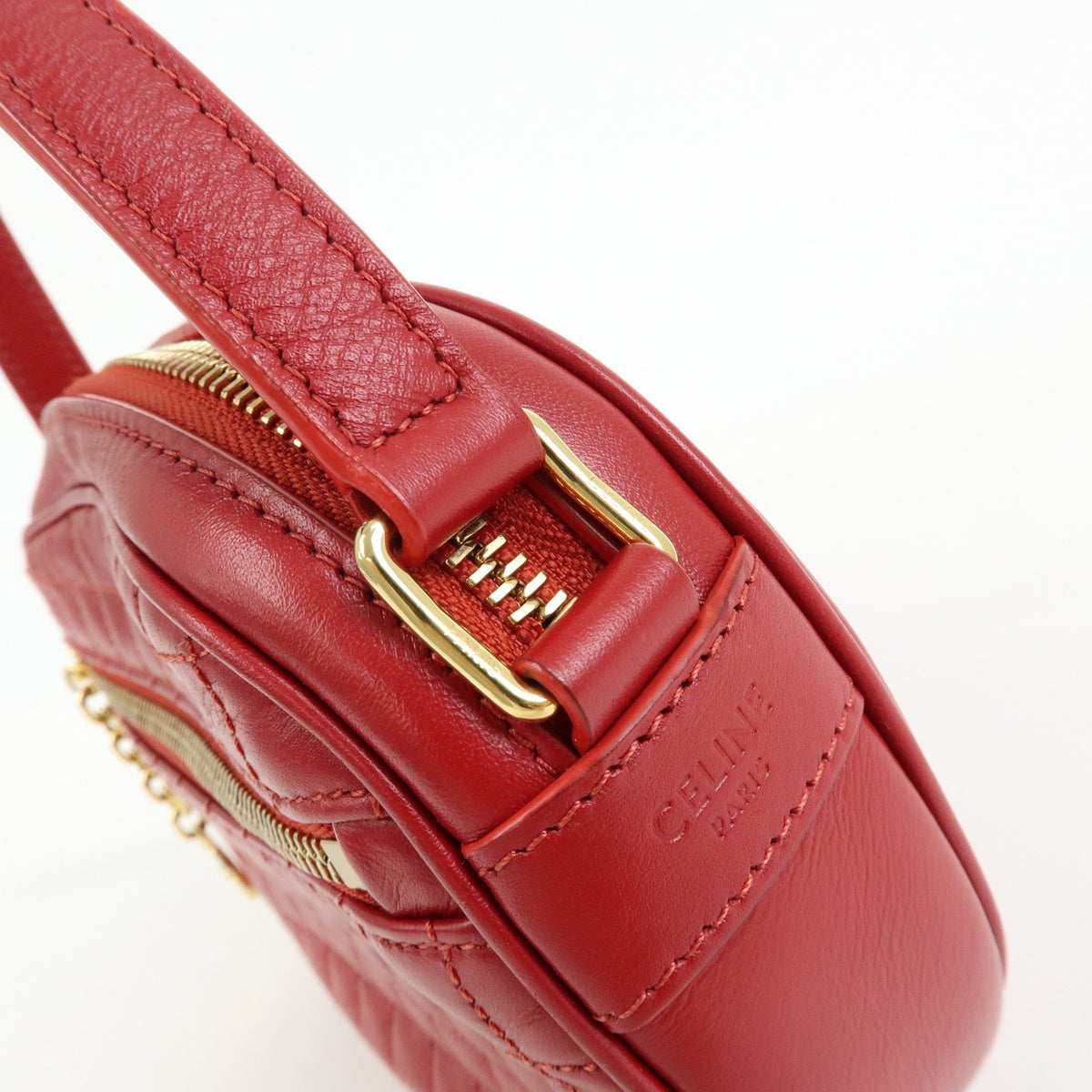 Celine C Charm Camera Quilted Leather, Red, Leather, Handbag