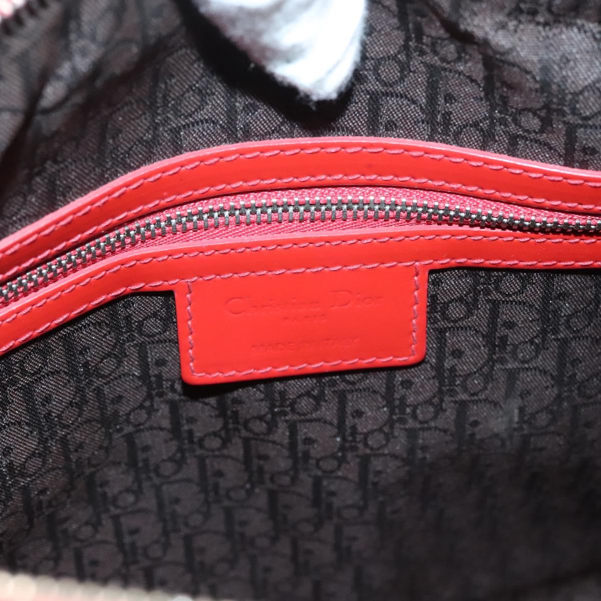 Christian Dior Vintage Lady Dior Patent Patent leather, "red + Silver", Patent Leather, Handbag