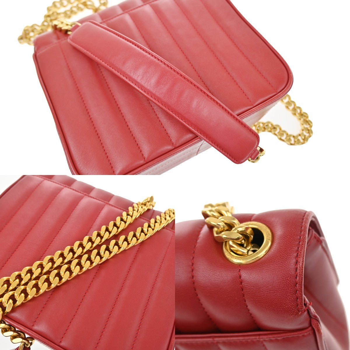 Saint Laurent Vicky Vertical Quilted Leather, Red, Leather, Crossbody Bag