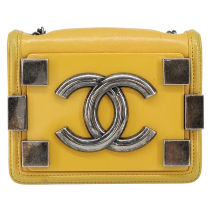 Chanel Boy Brick Flap Bag Lambskin and Plexiglass, YELLOW, LEATHER, Clutche & pouche