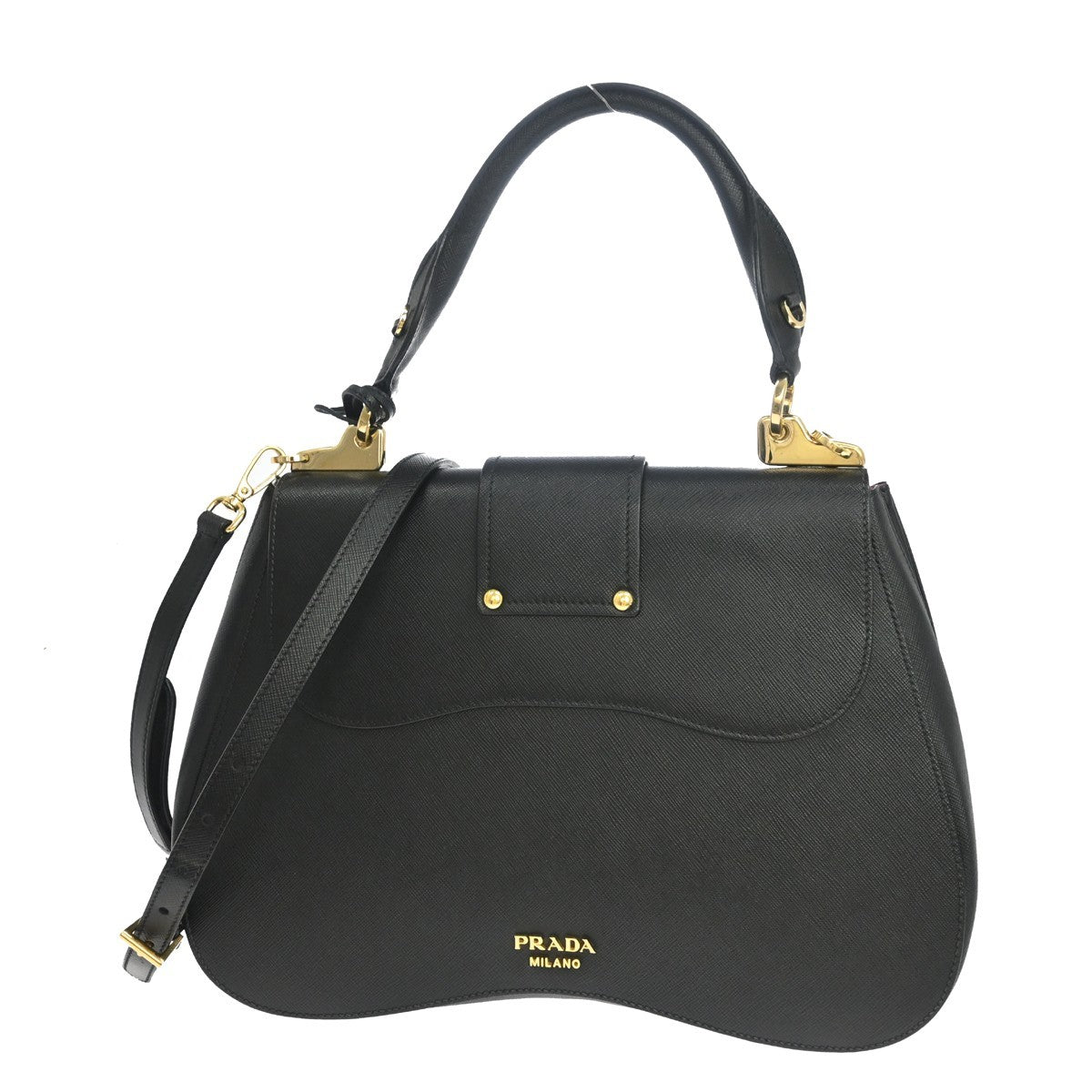 Prada Sidonie Saffiano, Black, Leather, Handbag