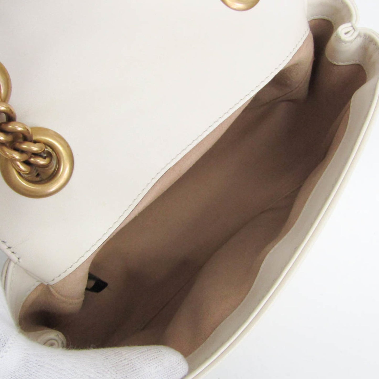 Gucci GG Marmont Square Flap Matelasse Leather, White, Leather, Shoulder Bag