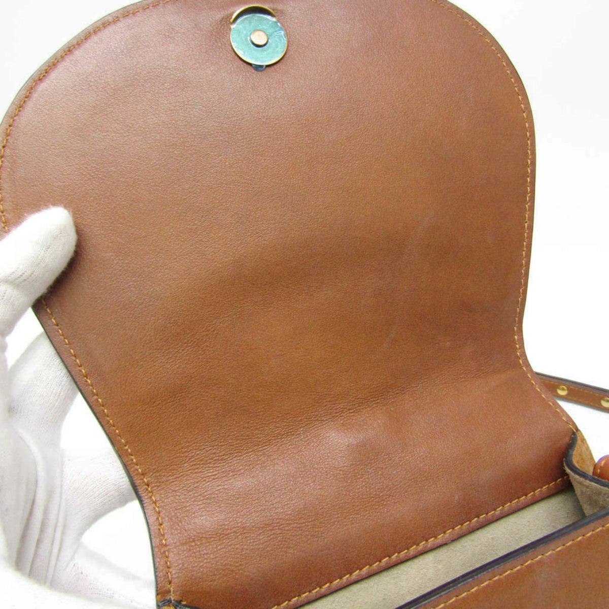 Chloe Nile Studded Suede and Leather, Brown, Leather, Crossbody Bag