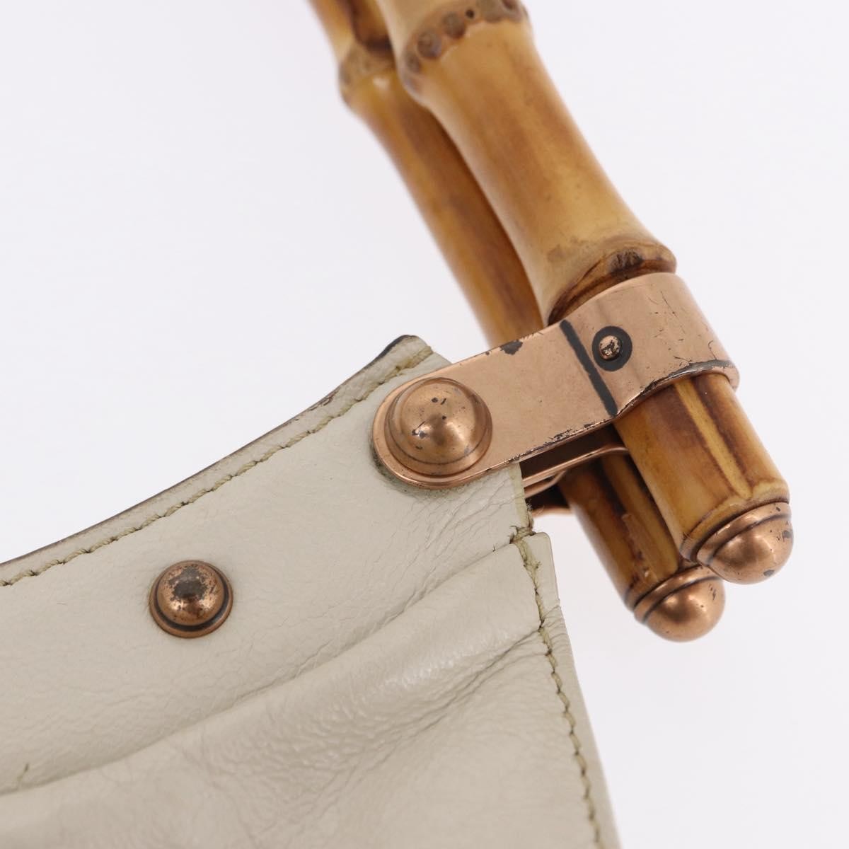 Gucci Vintage Bamboo Shoulder Leather, Beige, Leather, Handbag