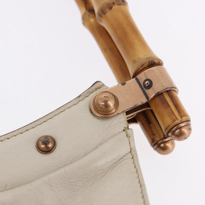 Gucci Vintage Bamboo Shoulder Leather, Beige, Leather, Handbag